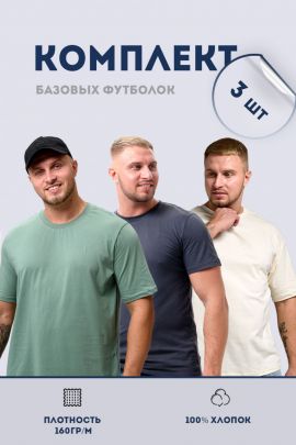 Набор 95829 футболка мужская пыльная оливка, антрацит, молочный 3 шт. последний размер