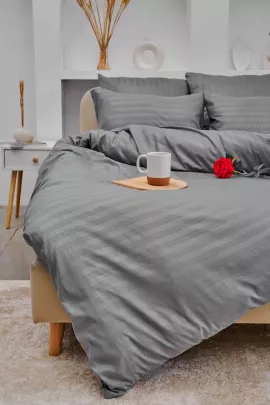 КПБ Микрофибра-Страйп - Светлый серый