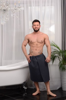 Полотенце для бани и сауны вафельное мужское  на липучке