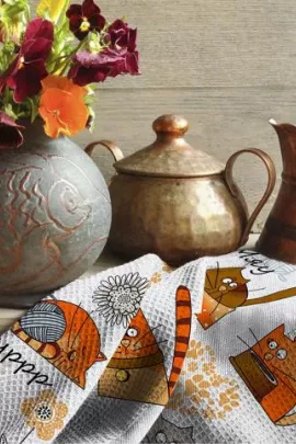 Набор полотенец "Мурлыки" вафельн.