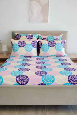 Простыня поплин - Медальоны, цвет сине-фиолетовый