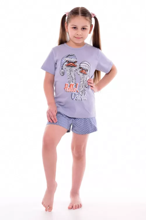 Пижама подростковая 12-094 (серый), Страусы