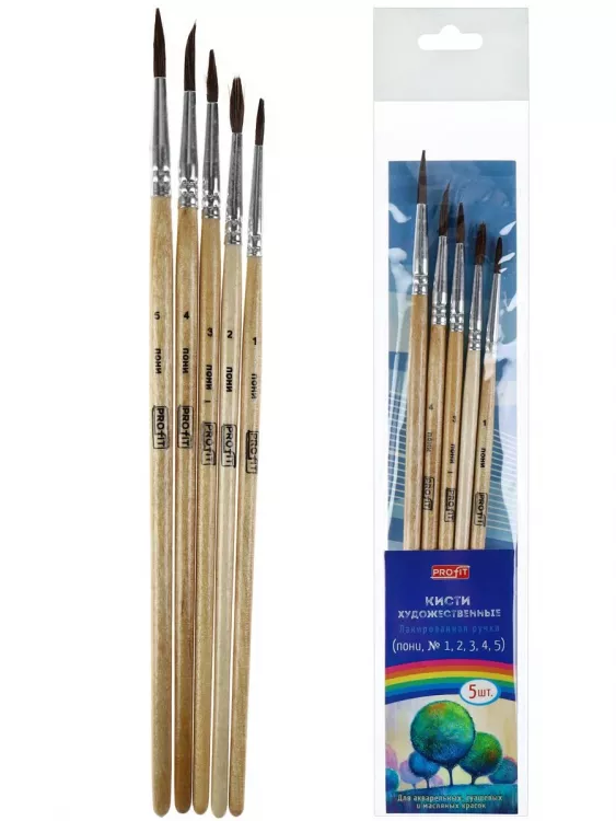 Набор кистей для рисования №№ 1, 2, 3, 4, 5 последний размер