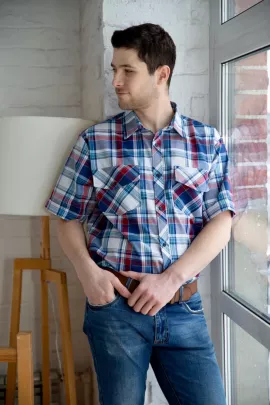 Рубашка мужская шотландка Премиум К К/Р Арт. 7176