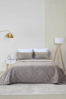 Набор покрывало и чехлы на подушку - Кристалл, цвет какао