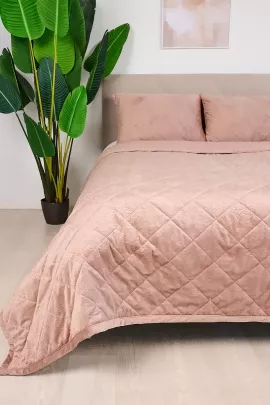 Набор покрывало и чехлы на подушку - Кристалл, цвет пудра