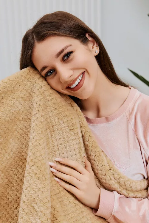 Плед велсофт ST-24 Соты-песок