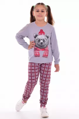 Пижама подростковая 12-101 (серый) Мишка в шапке