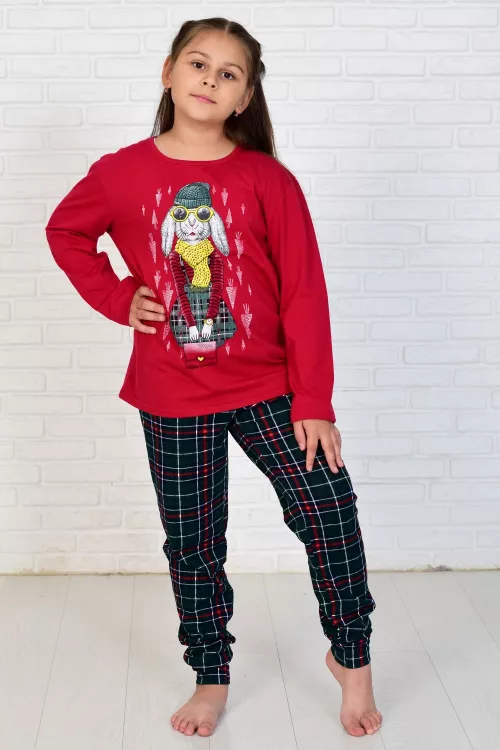 Пижама подростковая 12-109 (марсала), Кролик в шапке